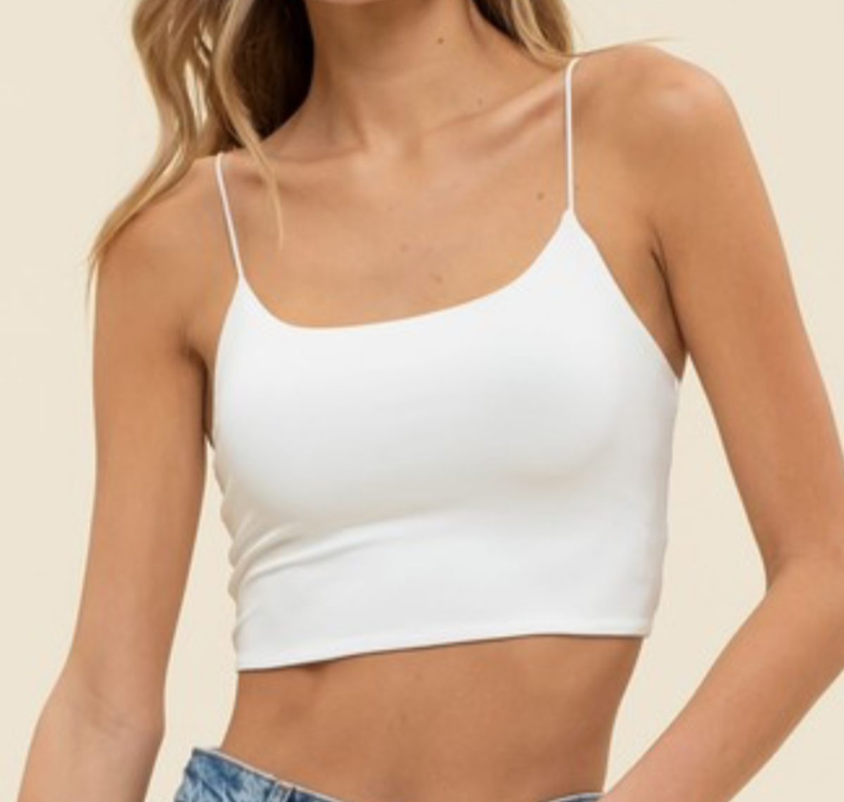 WHITE CROPPED SPAGHETTI TOP