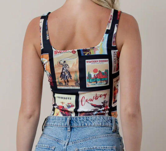 COWBOY STAMP CORSET TOP