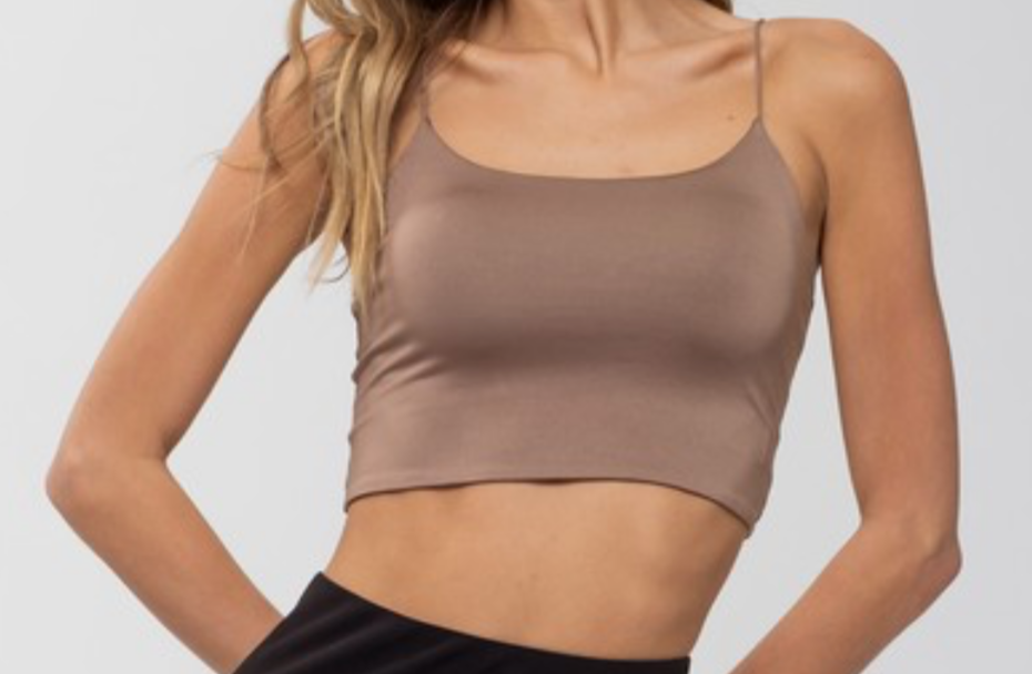 Brown Cropped Spaghetti Strap Top