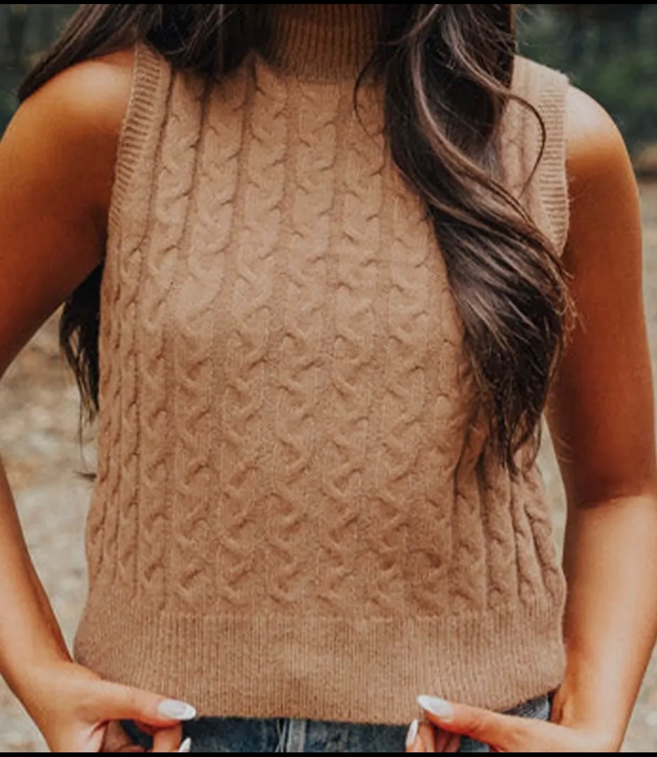 Beige Knit Sweater Vest